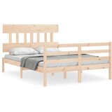 Maison Chic Posteljni okvir - Dvoposteljna postelja - Zakonska postelja z vzglavjem 140x200 cm trden les-J15572, (21772980) | Shoptok.si