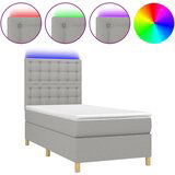 vidaXL Box spring postelja z vzmetnico LED svetlo siva 80x200 cm blago, (20930459) Cene