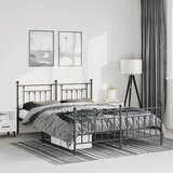  Metalni okvir kreveta uzglavlje i podnožje crni 150x200 cm | shoptok.hr
