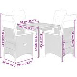  5-dijelni vrtni bistro set od poliratana s jastucima crni Crna 90 x 90 x 75 cm | Shoptok.si