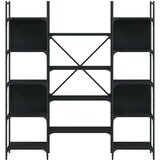 vidaXL Knjižna polica črna 155,5x24x166,5 cm inženirski les | Shoptok.si