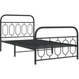 vidaXL Kovinski posteljni okvir z vzglavjem in vznožjem črn 100x190 cm, (21251369) | Shoptok.si