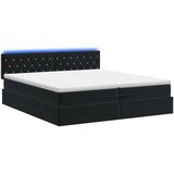  Krevet od pjene s madracem i LED-om Crna 200 x 200 cm Baršun - Crna 200 x 200 cm Kristal s dugmadima | shoptok.hr
