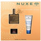 Nuxe Huile Prodigieuse The Iconics darilni set suho olje Huile Prodigieuse 50 ml + dnevna krema za obraz Créme Fraiche Moisturising Plumping Cream 30 ml + balzam za ustnice Reve De Miel Honey Lip Balm 15 g | Shoptok.si