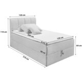 MID.YOU POSTELJA BOXSPRING 120 cm x 200 cm , tekstil umazano rjava | Shoptok.si