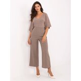 RUE PARIS Pants-IT-SP-FL9068.96-dark beige | Shoptok.si