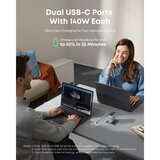 Anker 140W GaN zidni brzi punjač, 4-porta (3x USB-C i 1x USB-A) sa USB-C M/M pletenim kablom, srebrni | Eponuda.com