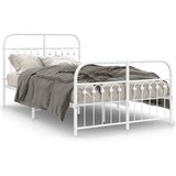 vidaXL Kovinski posteljni okvir z vzglavjem in vznožjem bel 120x190 cm | Shoptok.si