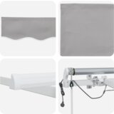 vidaXL Automatska uvlačiva tenda s LED svjetlom svjetlosiva 450x300 cm, zamjena za tenda tkaninu za okvir 4.5x3 m svjetlosiva | shoptok.hr