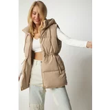 Happiness İstanbul Women's Beige Hooded Inflatable Vest