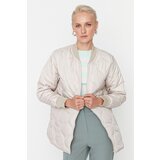Trendyol Stone Oversize Patterned Quilted Inflatable Coat Cene