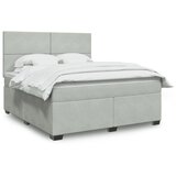 vidaXL Box spring postelja z vzmetnico svetlo siva 180x200 cm žamet | Shoptok.si