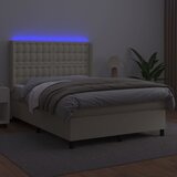  box spring s madracem LED krem 140x190cm od umjetne kože | shoptok.hr