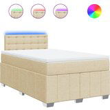 vidaXL Box spring postelja z vzmetnico krem 120x200 cm blago, (21309175) | Shoptok.si