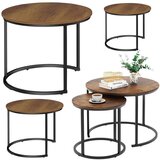 Vintage set od 3 okrugla stolića za kavu od prirodnog drveta | shoptok.hr