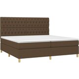  Box spring postelja z vzmetnico LED temno rjava 200x200cm blago, (20999409) | Shoptok.si