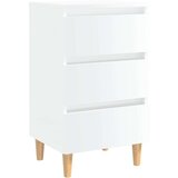  Noćni ormarići s drvenim nogama 2 kom sjajni bijeli 40x35x69cm | shoptok.hr