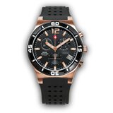 Swiss Military quartz chronograph crni roze zlatni sportski ručni sat sa crnim gumenim kaišem 601412 Cene