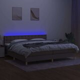  Krevet box spring s madracem LED smeđesivi 200x200 cm tkanina | shoptok.hr