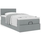 vidaXL Otomanski posteljni okvir z vzmetnico siv 90x190 cm blago Cene
