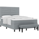  Krevet s box springom s madracem i klupicom svijetlo sive boje 160x200 cm Tkanina | shoptok.hr