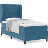 Box Spring Krevet s Madracem u Tamno Plavoj 90x200 cm Baršun | shoptok.hr