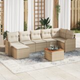vidaXL set od 8 komada vrtne sofe s jastučićima bež poli ratan akacija | shoptok.hr