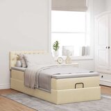  Otomanski okvir kreveta s madraca krem 90x190cm od tkanine | shoptok.hr