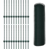 vidaXL 11 kosov U-kanal A-Postov zelenih 60 cm jekla , Šesterokotna ograja zelenih 0.6x50 m jekla | Shoptok.si