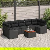 vidaXL Vrtni set sofe Set od 8 Crna Ratan i drvo Vrtni set sofe | shoptok.hr