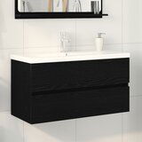 vidaXL Kabinet z vgrajenim umivalnikom Črni hrast Inženirski les, Kabinet Črni hrast 90x38,5x45 cm Inženirski les | Shoptok.si