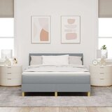  Škatlasta postelja z vzmetnico & LED Svetlo siva 160x200 cm Tkanina | Shoptok.si