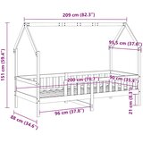  Okvir dječjeg kreveta s kućicom bijeli 90 x 200 cm od borovine | shoptok.hr