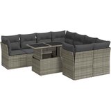 Maison Chic Seti vrtnega pohištva - Vrtna garnitura - Vrtni pohištvo set 9-delna z blazinami siv poli ratan, (21804127) | Shoptok.si