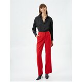 Koton Wide Leg Trousers With Fabric Buttons, Normal Waist Pockets. Cene