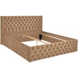 home24 OBLAZINJENA POSTELJA 200 cm x 140 cm , tekstil svetlo rjava | Shoptok.si