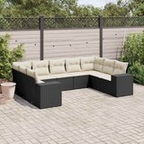  9-dijelni set vrtnih sofa s jastucima crni od poliratana Crna | Shoptok.si