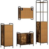  Set ormarića za kupaonicu 4 kom. Dimljeni hrast - Dimljeni hrast Kupaonski ormarić (1 vrata i 1 polica) + viseći ormarić + kupao | shoptok.hr