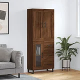 vidaXL Visoka komoda rjav hrast 69,5x34x180 cm inženirski les