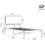  Krevetni okvir s tapiciranim uzglavljem Tamno smeđa i crna - tamno smeđa i crna 90 x 190 cm | shoptok.hr