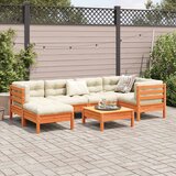  7-dijelni set vrtnih sofa s jastucima voštano smeđi od borovine | Eponuda.com