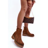 Boto Suede Ankle Boots with Flat Heel and Fleece Lining Brown Neafgi | ePonuda.com