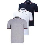 Dewberry TRIPLE SET T8594 MENS T-SHIRT-NAVY BLUE-WHITE-GREY | shoptok.hr