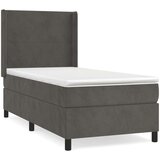 Box spring krevet s madracem tamnosivi 90x200 cm baršunasti | shoptok.hr