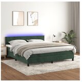 vidaXL Box spring s madracem LED tamnozeleni 160x200 cm baršun | shoptok.hr