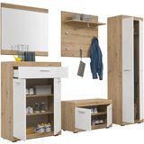 CARRYHOME garderobna omara hrast artisan, bela, visoki sijaj | Shoptok.si