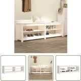 The Living Store Klop za čevlje bela 160x36,5x50 cm trdna borovina - Klop Za Čevlje, (21744569) | Shoptok.si