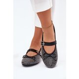 Boto Embellished Ballet Flats With Bow And Strap Black Zdivisa | shoptok.hr