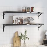 vidaXL Zidne police 2 kom 100 x 23,5 cm crne nehrđajući čelik | shoptok.hr
