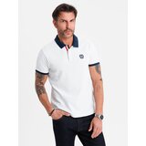 Ombre Men's polo shirt with colorful accents - white | Shoptok.si